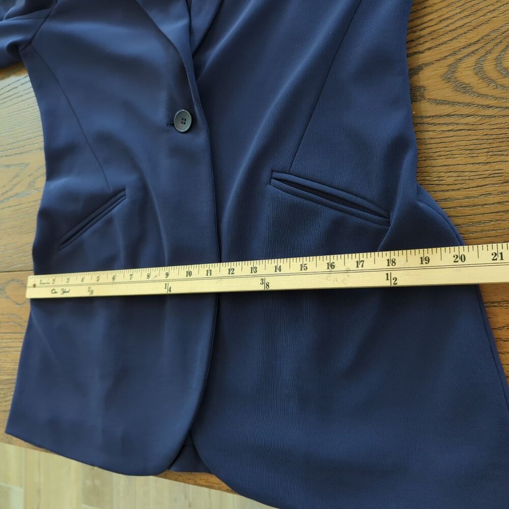 Boston Proper Blue Blazer Size 14 One button Comfortable Career Slat Pockets - Picture 13 of 16